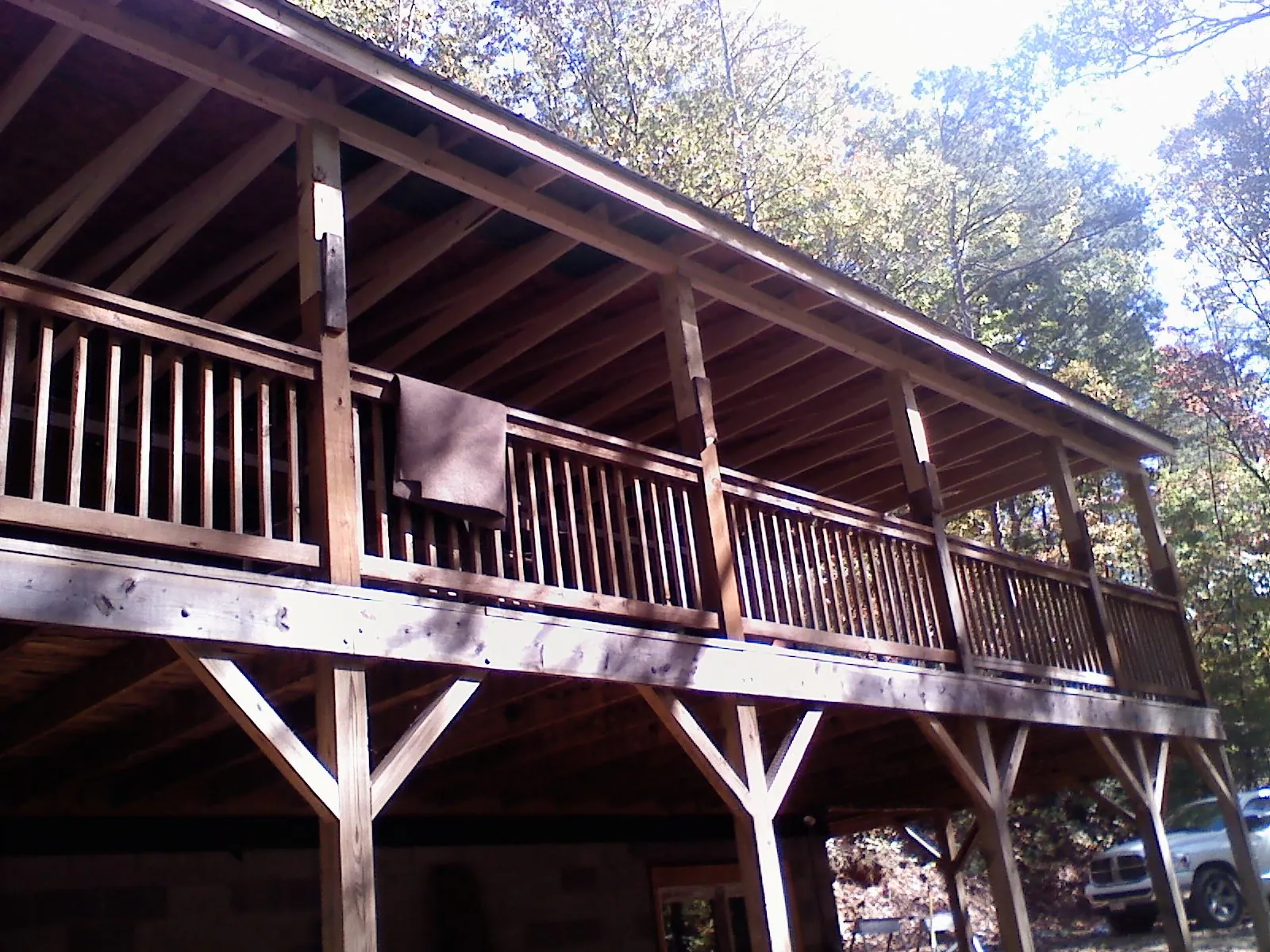 Timber framing under a new elevated porch and deck — Roof Leak Repair in Alton by Roofing Brothers